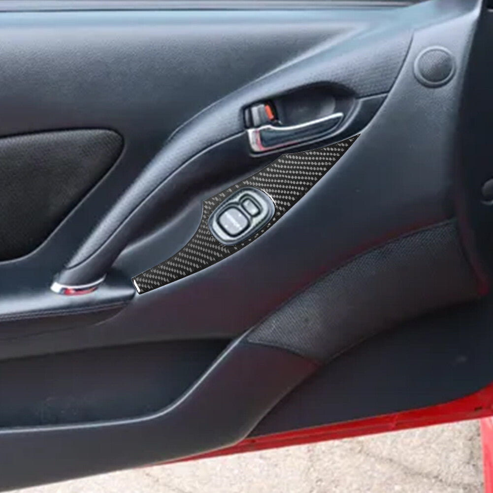 2x for Toyota Celica 2001-2005 Carbon Fiber Window Lift Switch Panel Trim Cover