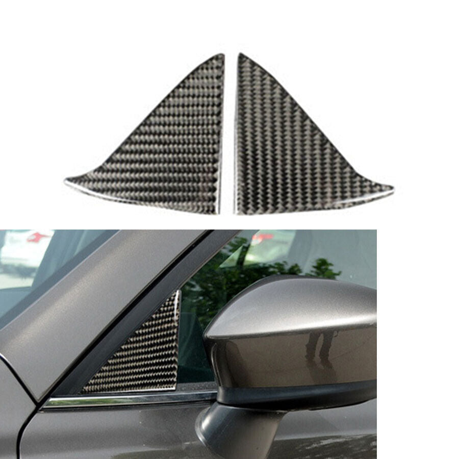 2Pcs Carbon Fiber Front Door Window Decor Cover Trim for Mazda 3 Axela 2017-2018