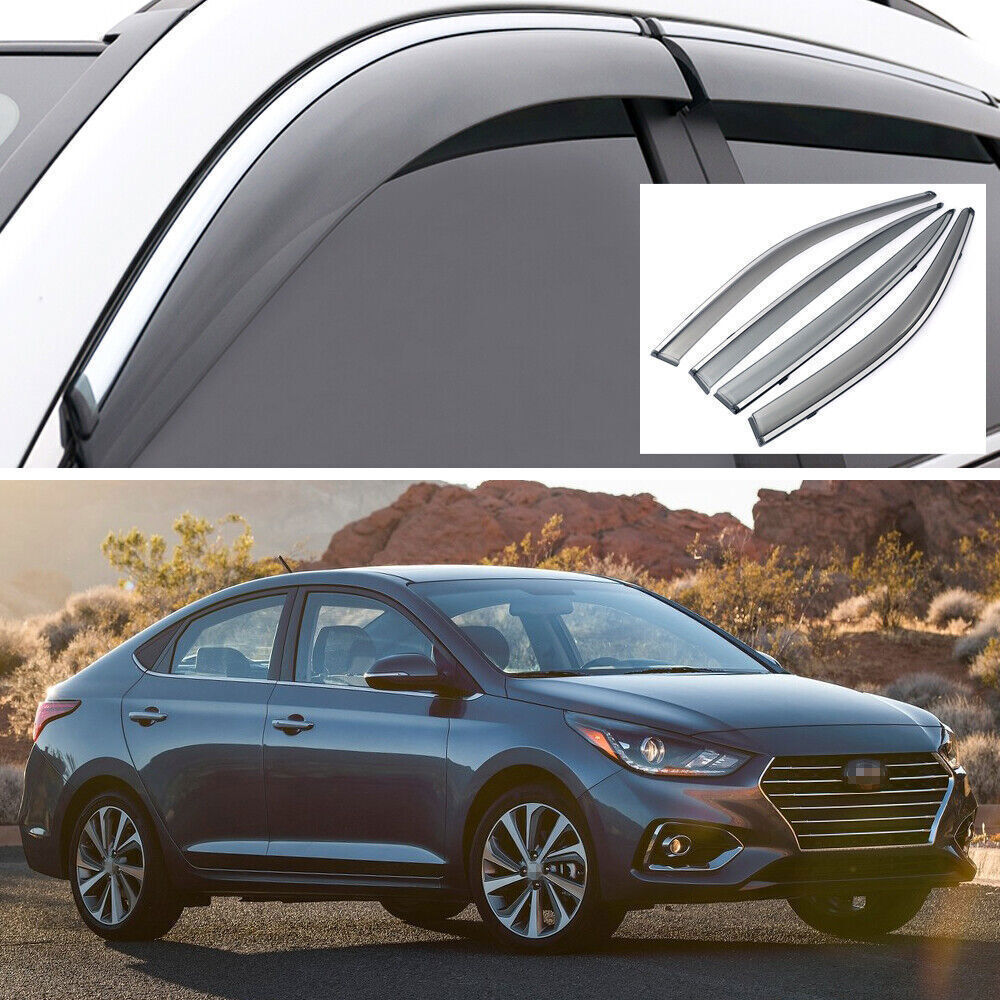 4X Window Deflector Visor Rain Guard Vent Shade for Hyundai Accent Sedan 18-2020