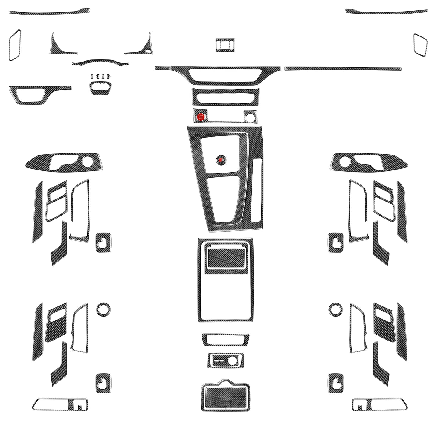 55Pcs Carbon Fiber Interior Full Set Decorative Trim Kit for Audi Q5 Q5L 2018-23