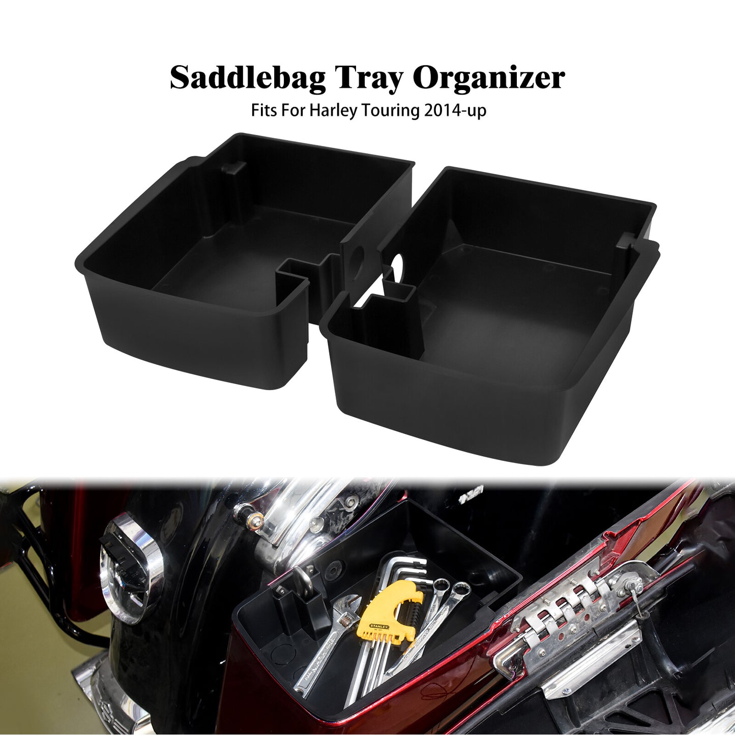 Left  Right Saddlebag Tray Organizer Fit for Harley Road King Electra Glide 23