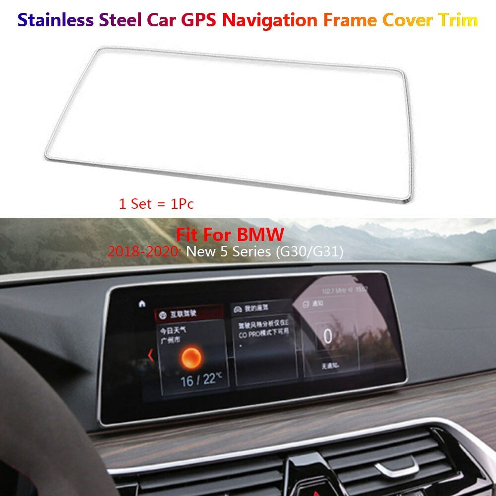 Stainless for BMW 5 Series G30 Car Console GPS Navigation Cover Trims 2018-2020