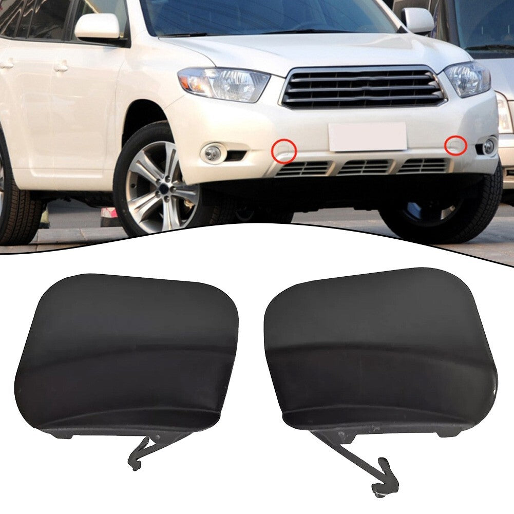Black Unpainted Tow Hook Eye Cover Cap for Toyota For Highlander 2008 2011