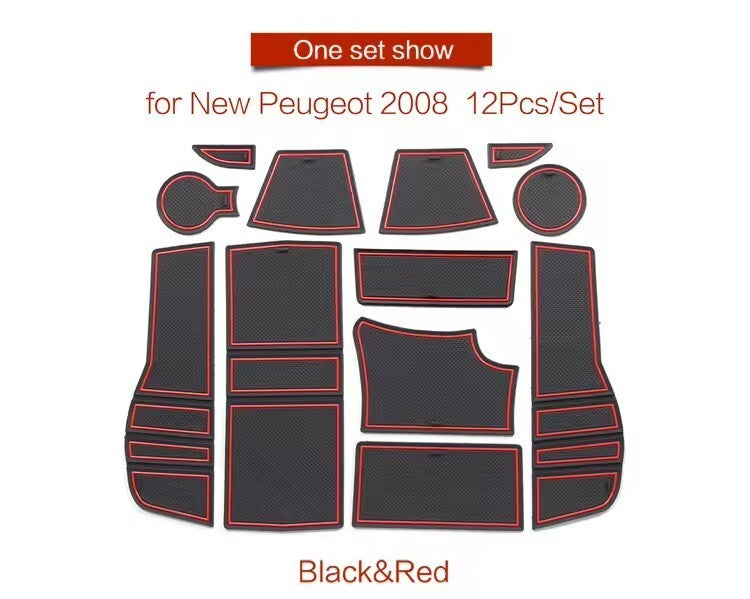 Anti-Slip Gate Slot Cup Mat for Peugeot 2008 e-2008 GT Line 2019 - 2024 RED