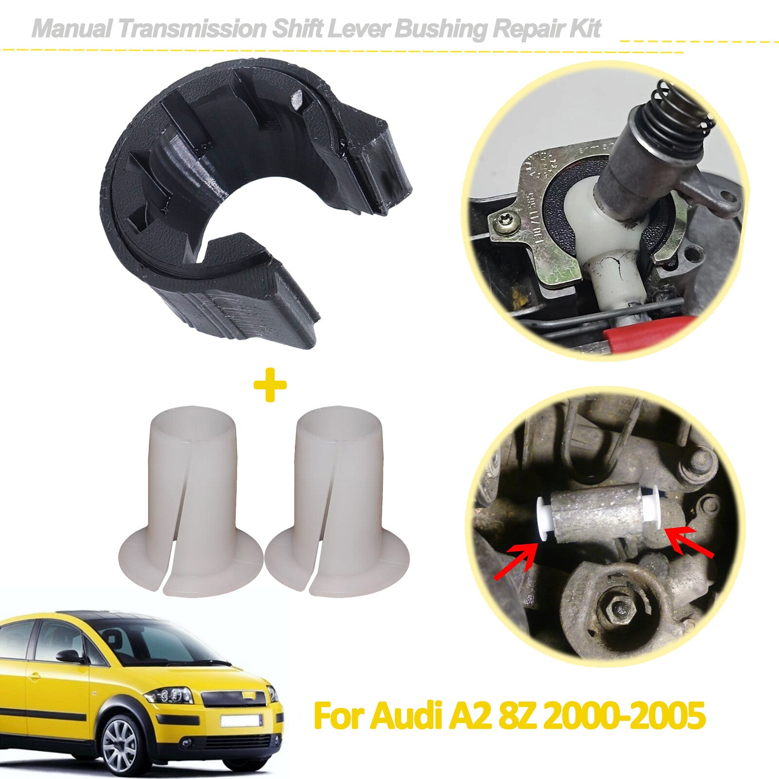 for Audi A2 8Z Manual Transmission Shift Lever Bearing Shell Bushing Kit 2000-05