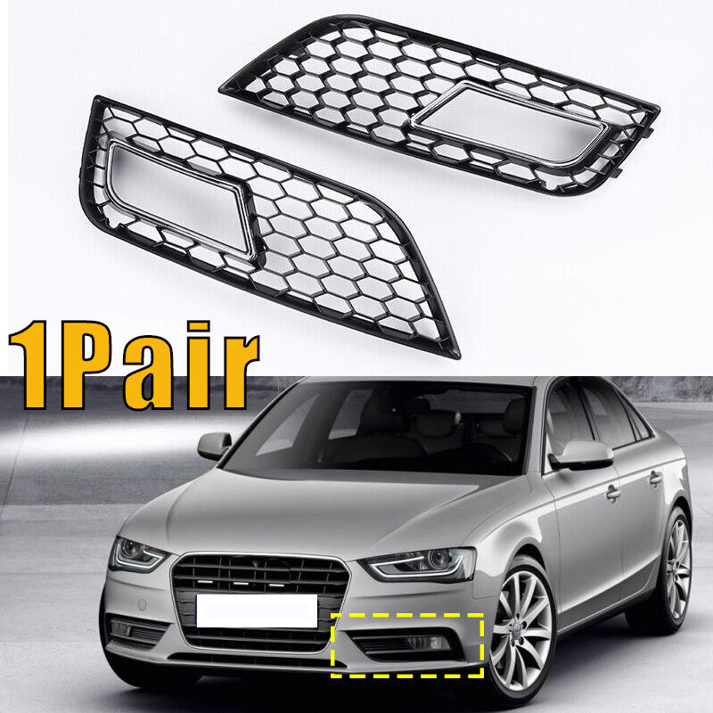 2x for Audi A4 B8.5 Facelift Models 13-16 Fog Light Cover Grille Honeycomb Hood