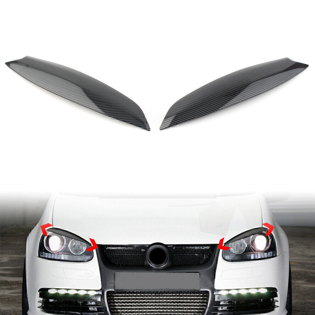 Carbon Fiber Headlight Eye Lid Eyebrow Cover for VW for Golf 5 R32 MK5 2005-07