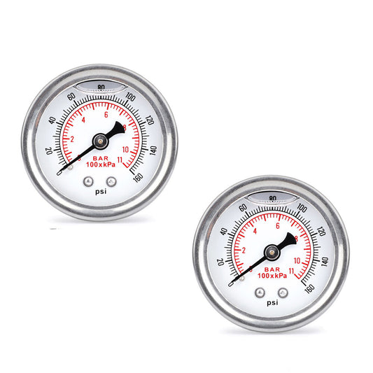 2Pcs Adjustable 0-160 PSI Fuel Oil Pressure Regulator Gauge 1/8 NPT Universal