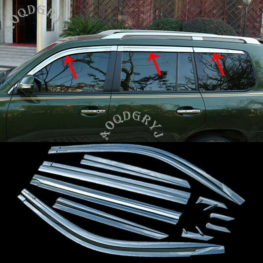 for Toyota for Land Cruiser 2008-21 Chrome Window Wind Deflector Visor Rain Guard10