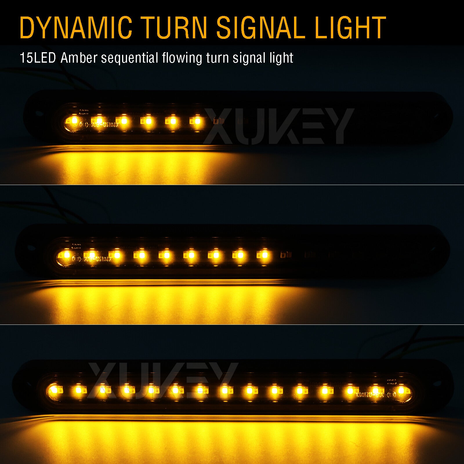 10-30V 30LED Truck Trailer Strip Brake Stop Red Amber Marker Turn Tail Light Bar