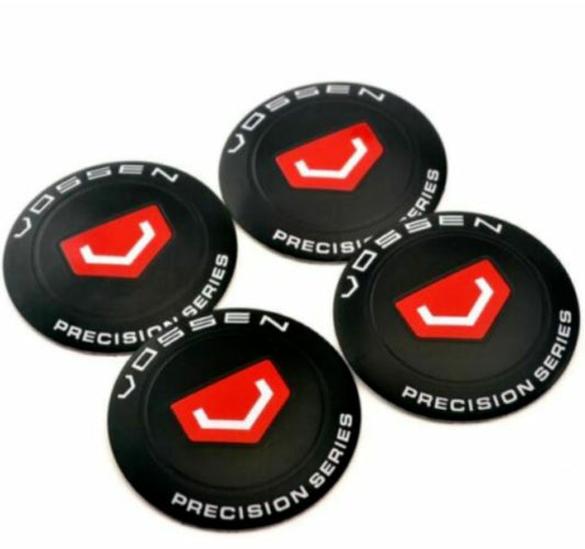 4-Piece Set of Vossen Black Rim Stickers, Wheel Center Stickers, and Hub Stickers for 56mm