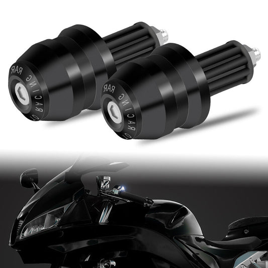 Universal Black Motorcycle 7/8 22mm CNC Handlebar Grips Bar End Slider Cap Plug