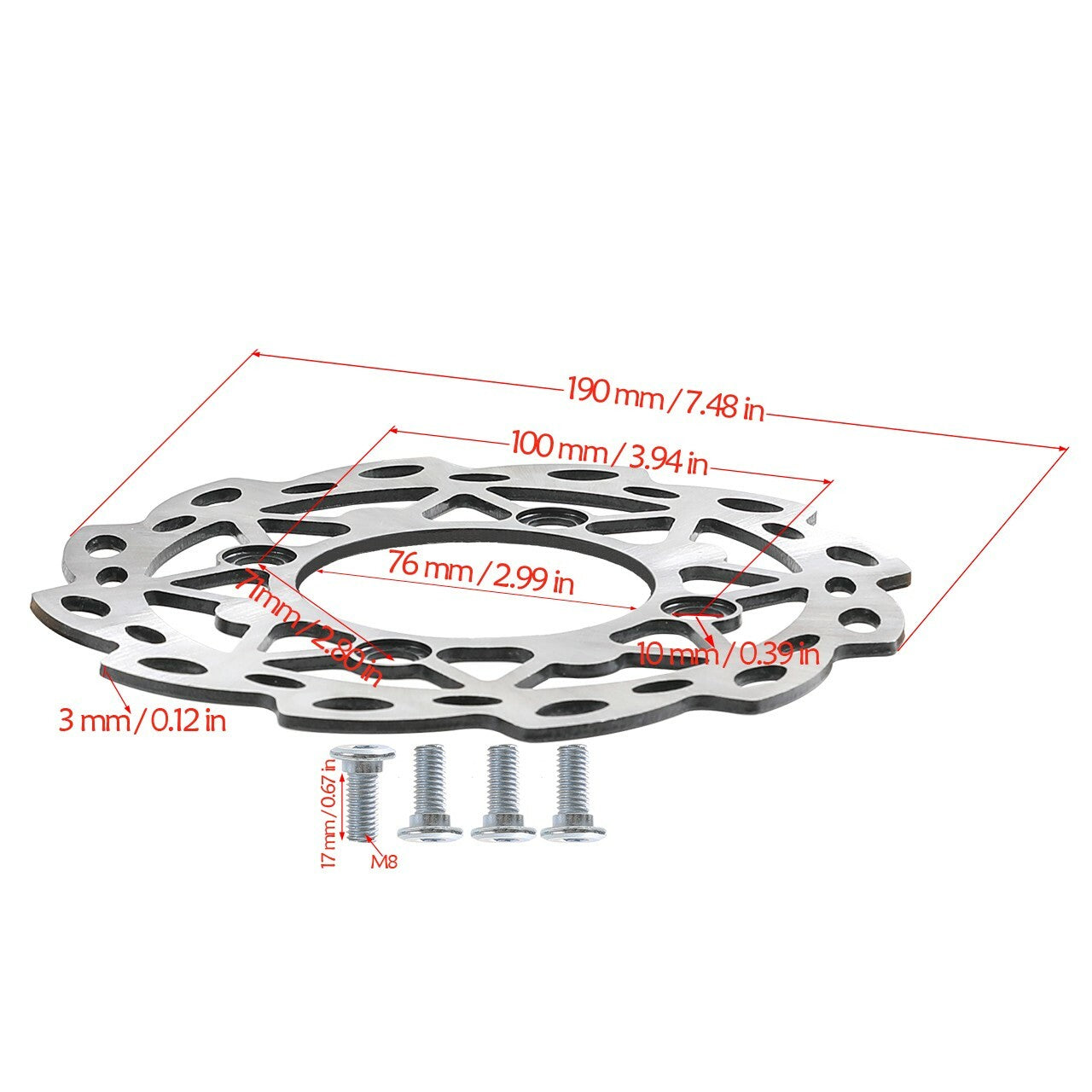 190mm rear disc brake rotor suitable for 90cc, 110cc, 125cc, and 150cc Dirt Pit bicycles, for Honda CRF XR
