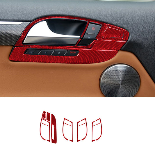 12Pcs Red Carbon Fiber Door Handle Frame Cover Trim for Audi Q7 2007-2015