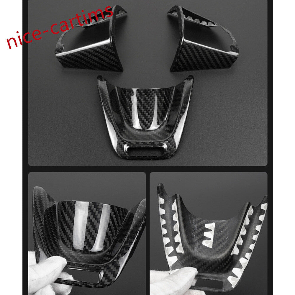 3¡ÁReal Carbon Fiber Interior Steering Wheel Panel Trim for Kia Stinger 2018-2023