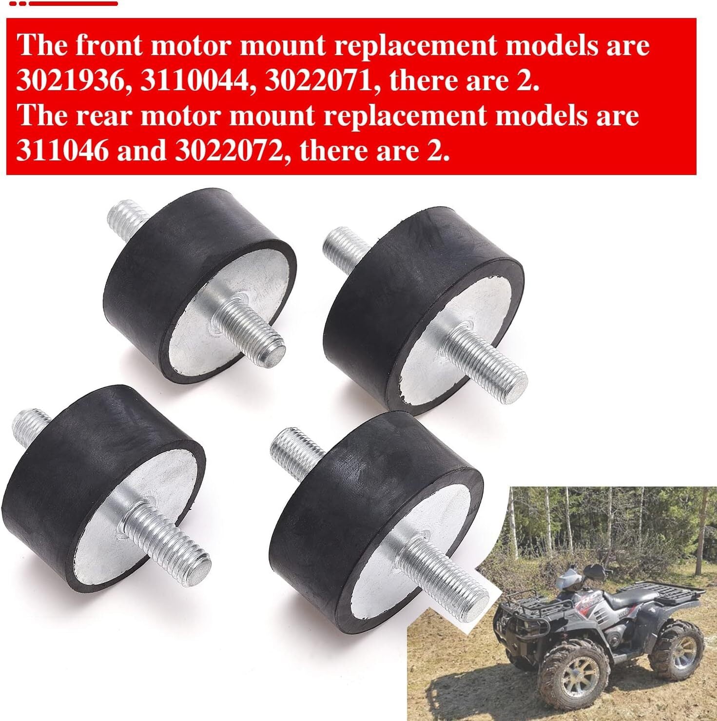 4pcs FrontRear Engine Rubber Motor Isolator Mount Kit for Polaris Sportsman 335