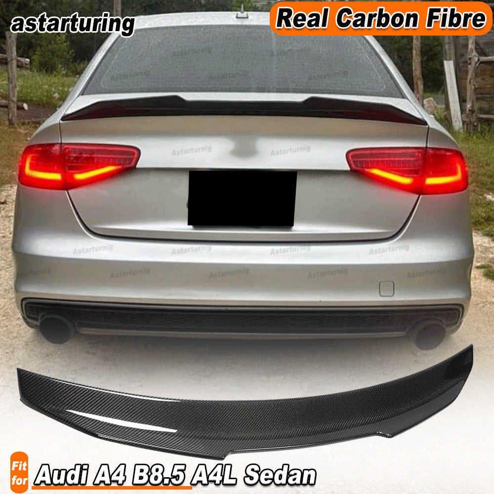 REAL CARBON Rear Trunk Spoiler Wing Lip Fit for Audi A4 B8.5 A4L Sedan 2013-2016