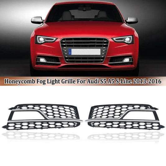 A pair of fog light bezels with chrome grille trim are available on the for Audi A5 S5 S Series 2013-2016.