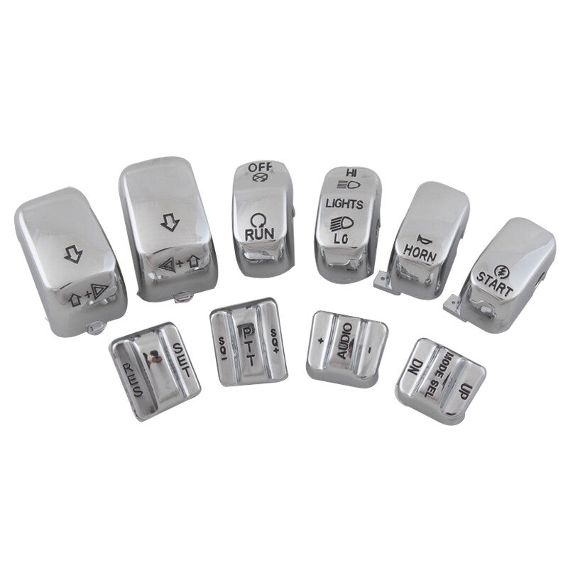 10x Chrome Hand Control Switch Housing Button Cover Cap for Harley Touring 96-13