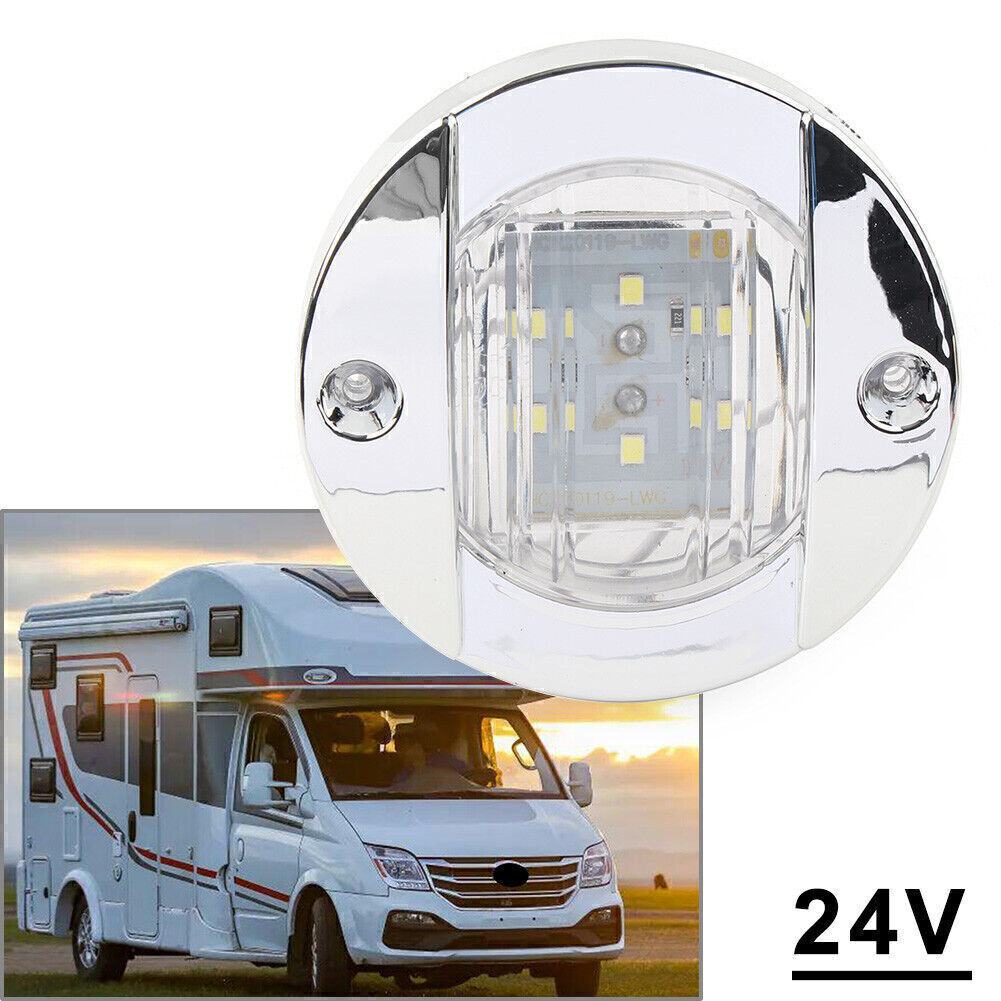 Round 24V LED Side Marker Trailer Lights White Lamp for Truck Trailer RV Boat