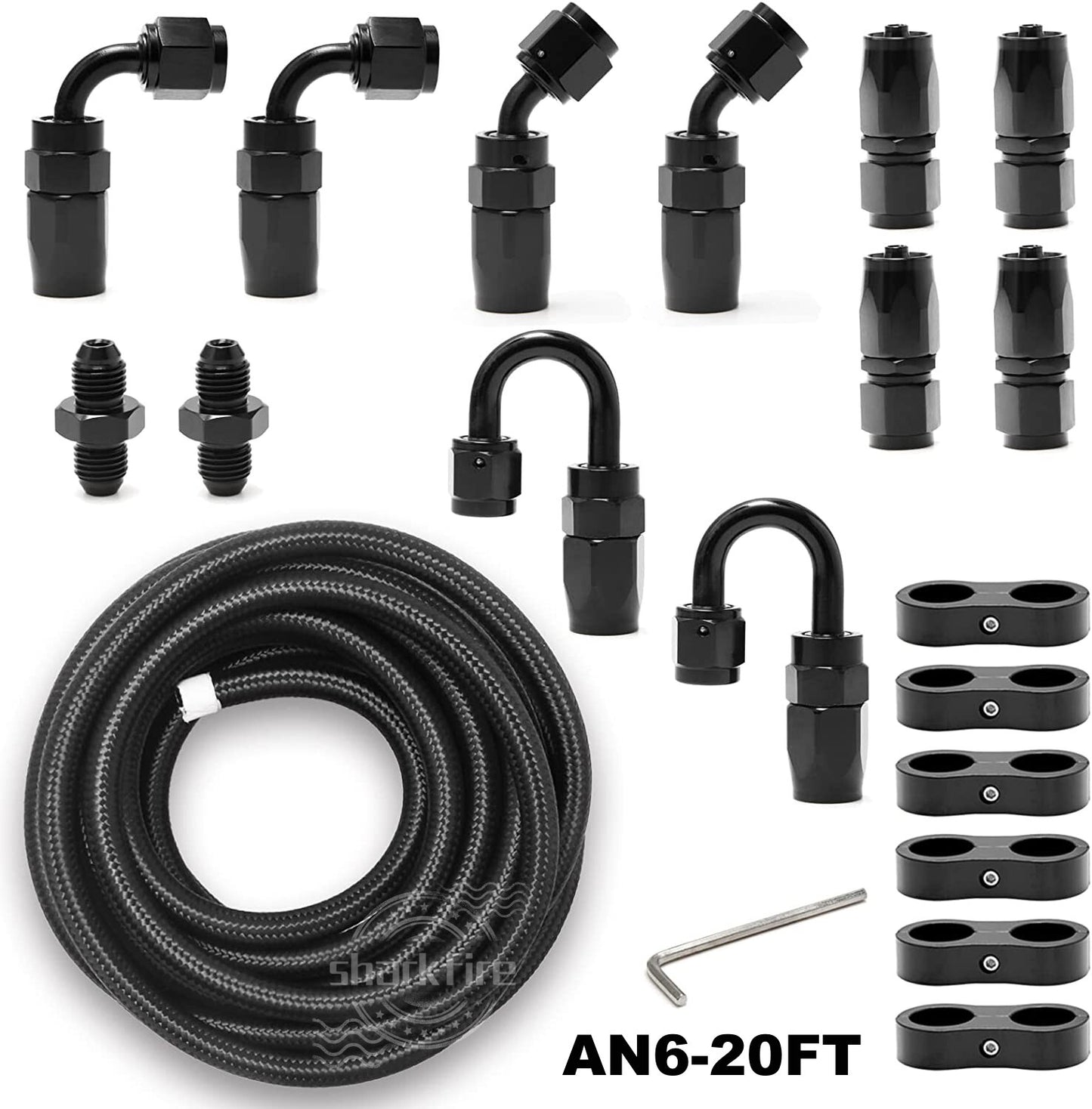 AN6 6AN Accessories Stainless Steel Nylon Braided Oil Fuel Line Rotary Hose End 20 Feet