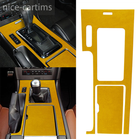 Suede Yellow Center Console Gear Shift Box Panel Trim for Ford for Mustang 2009-2013