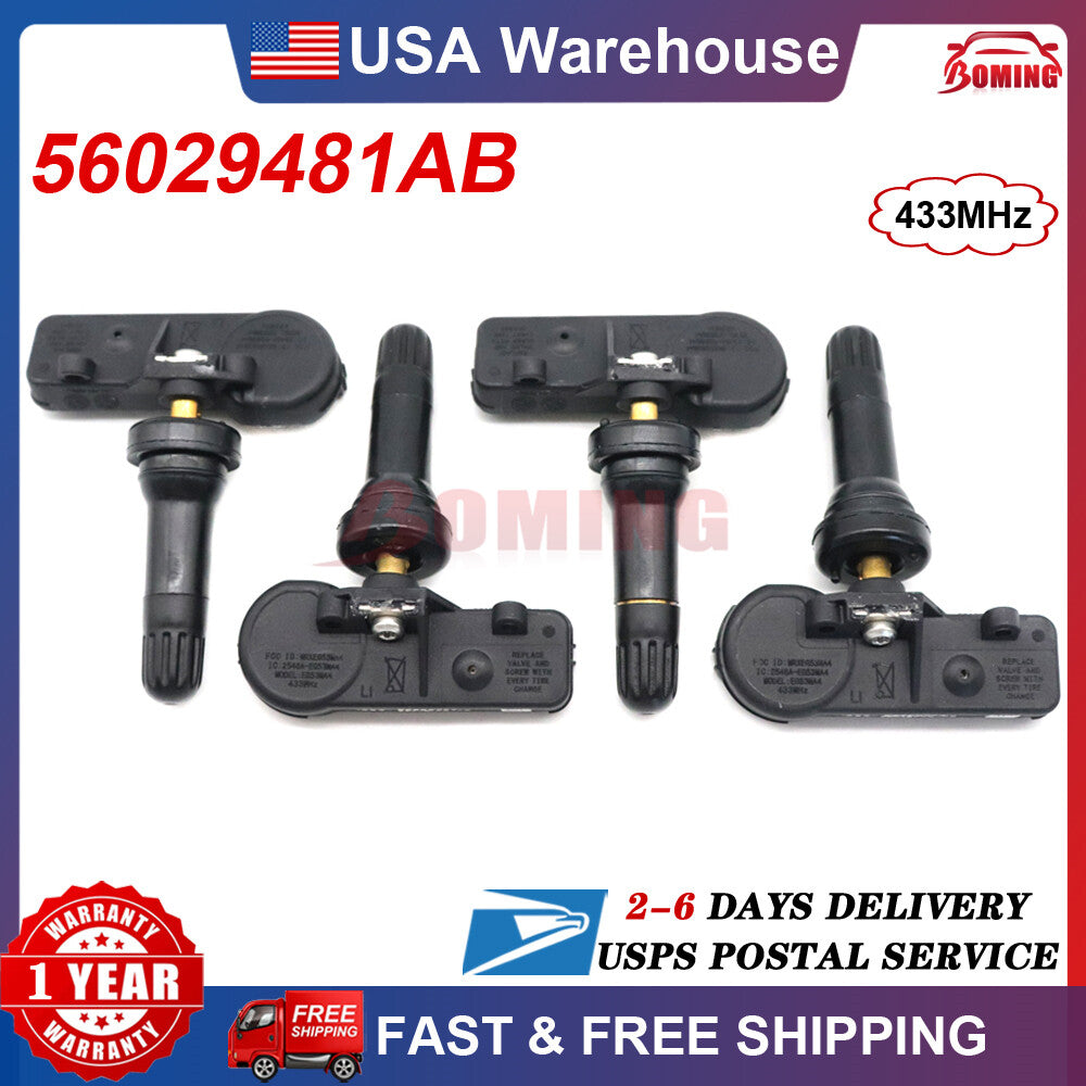 56029481AB Tire Pressure Sensor Monitoring 4PCS TPMS 433MHz for Dodge for Ram for Jeep