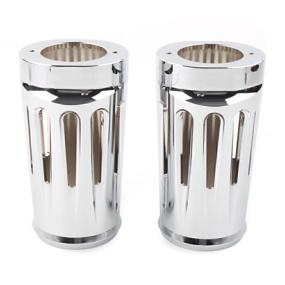 for Harley Touring Glide Trike 1986-2013 Chrome Fork Boot Slider Cover Cow Bell