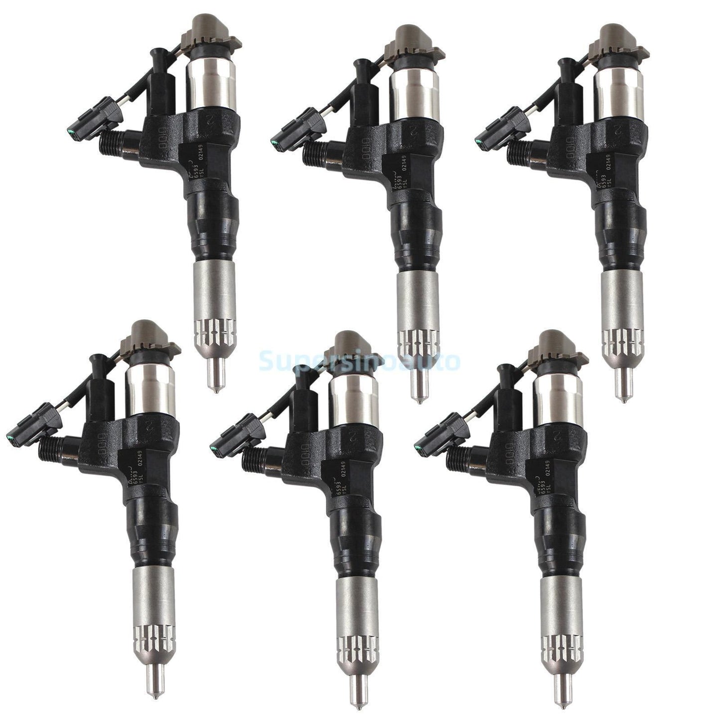 6x Fuel Injectors 095000-6593 VH23670E0012 for Hino J08E Kobelco SK200-8 SK350-8