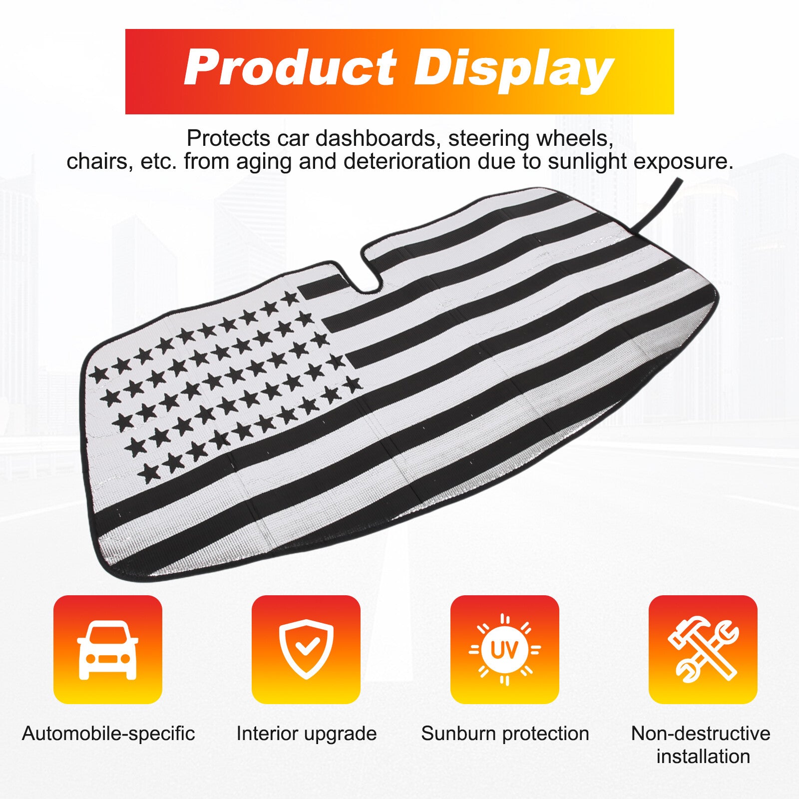American flag windshield sunshade UV block cover for Mazda MX-5 2009-2015