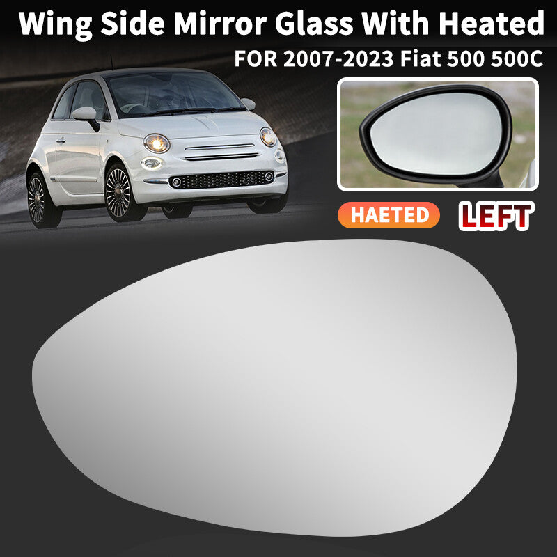 Wide Angle Wing Mirror Glass Driver Left for 2007-2024 for FIAT 500 500c Heated