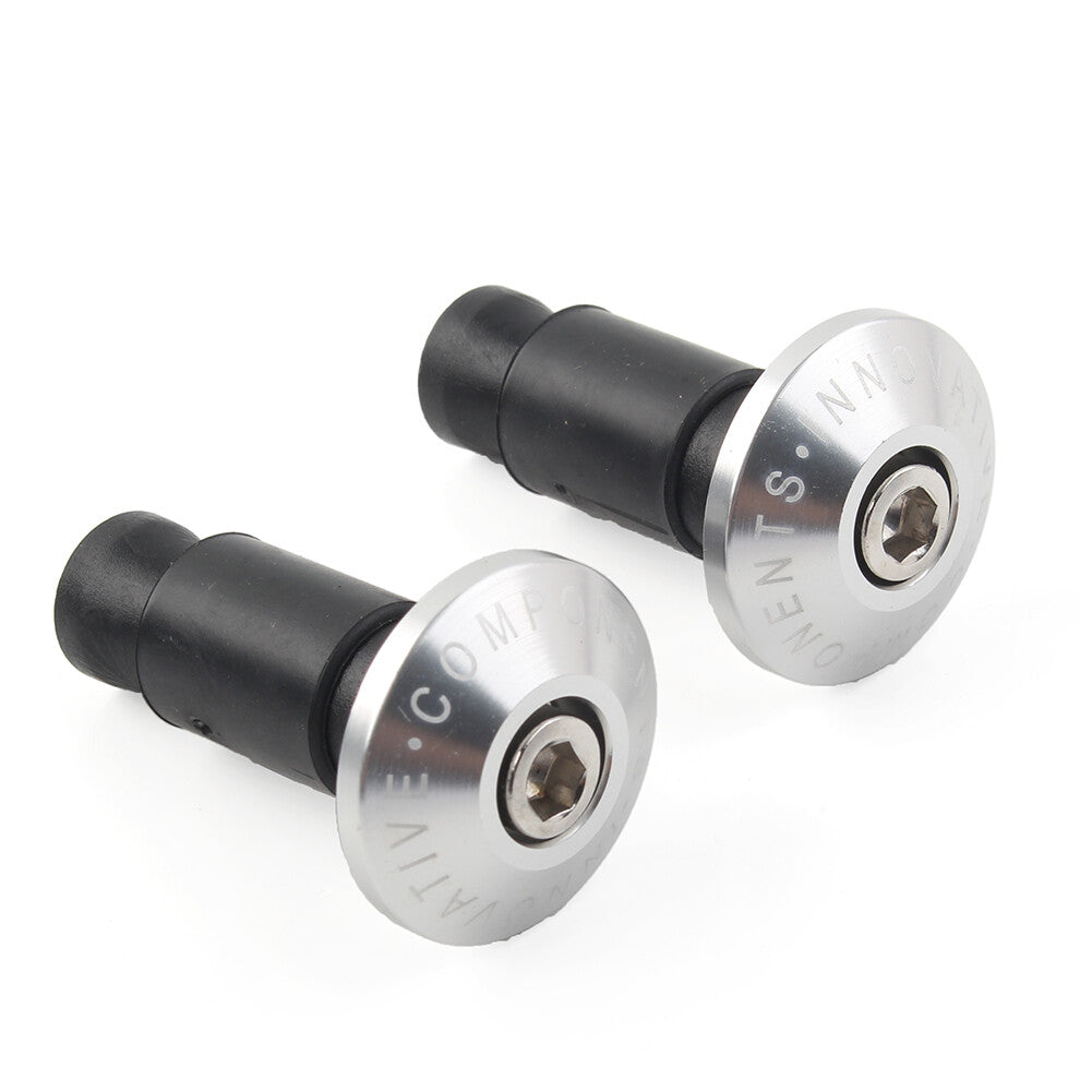 7/8 Motorcycle Bike Handlebar Grips CNC Handle Bar End Cap Plugs Slider Silver