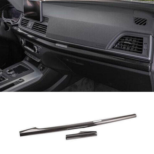 for Co ~Pilot Dashboard Carbon Fiber Strip Cover Trim 2pcs Fit for Audi Q5 2018~2021