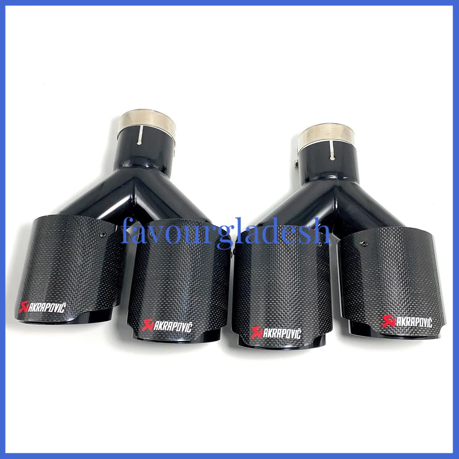 2PCS Akrapovic Carbon Fiber Exhaust Tip Dual Pipe ID:2.5 63mm OD:3.5 89mm
