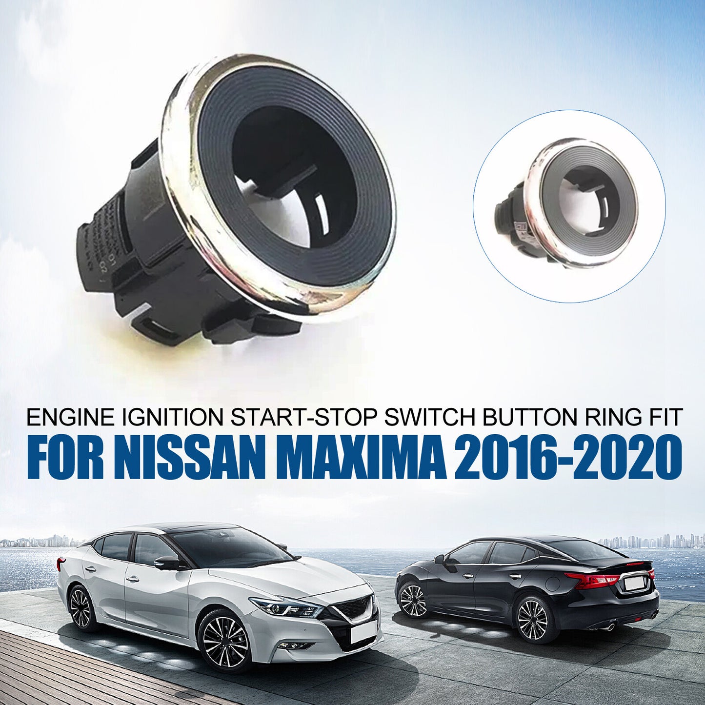 Suit for Nissan Maxima 2016-2020 Engine Ignition Start-Stop Switch Button Ring8w