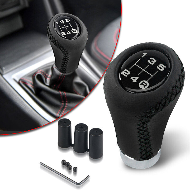 Black 5-Speed Manual Car Shift Knob Gear Stick Shifter Lever Leather Universal