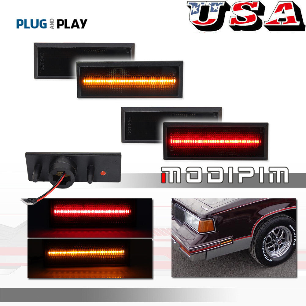 Suitable for Oldsmobile Cutlass 442 81-88, front amber LED, rear red LED side marker light