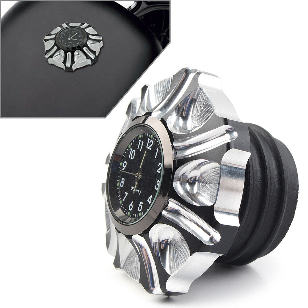 Motorcycle Aluminum Gas Cap Fuel Tank Cover with Watch Fit for Harley XL1200 833