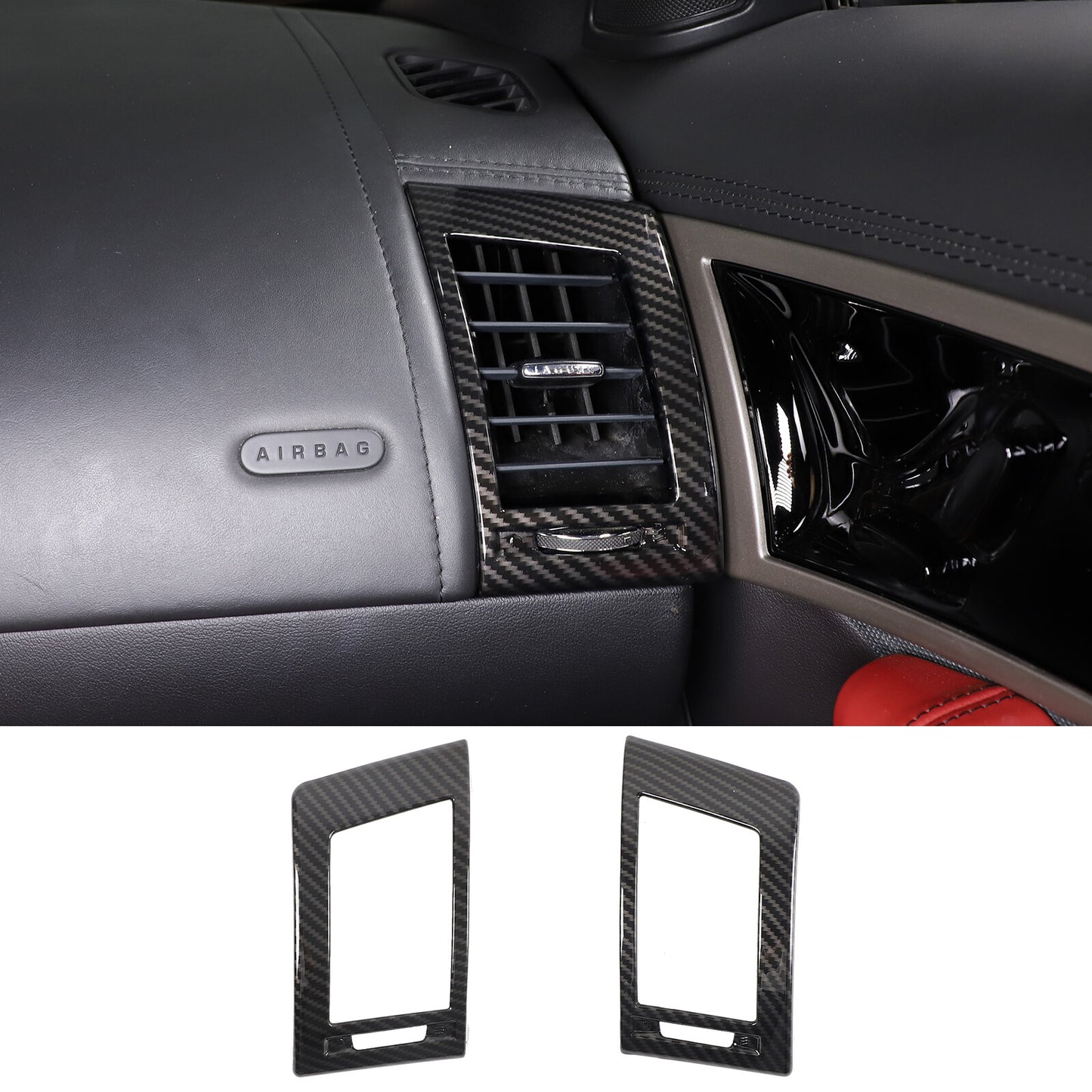 2-Pack Red ABS Rear Door Cupholder Panel Cover Trim for Honda Pilot 2015-2021 USA