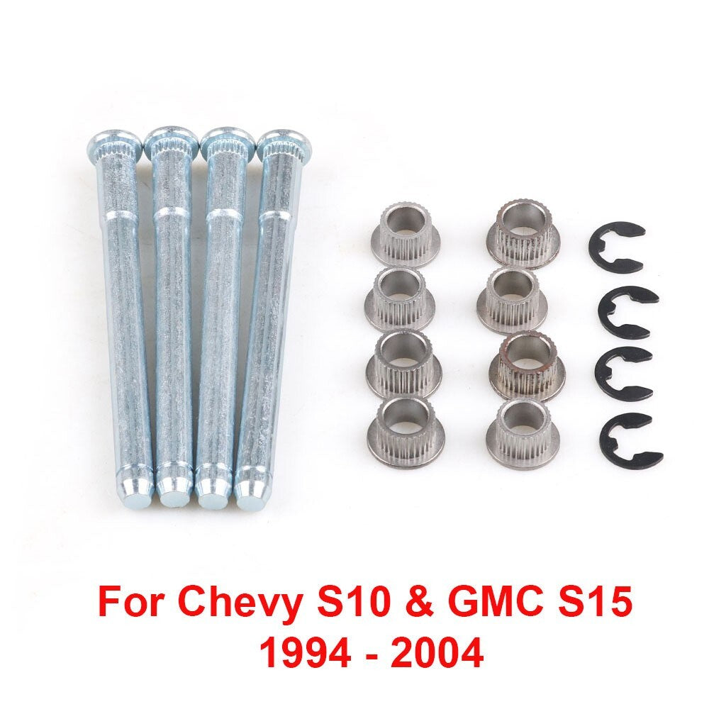 Door hinge pin bushing kit, 2 doors, 4 pins, fits 1994-2004 for Chevrolet S10 and for GMC S15.