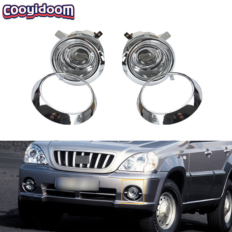 Set Front Bumper Fog Light+Chrome cover for Hyundai Terracan 2.5 3.5 2001-2004