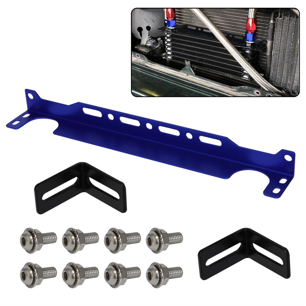 Oil Cooler Bracket Universal 262mm Transmission Oil Cooler Mounting Bracket Blue