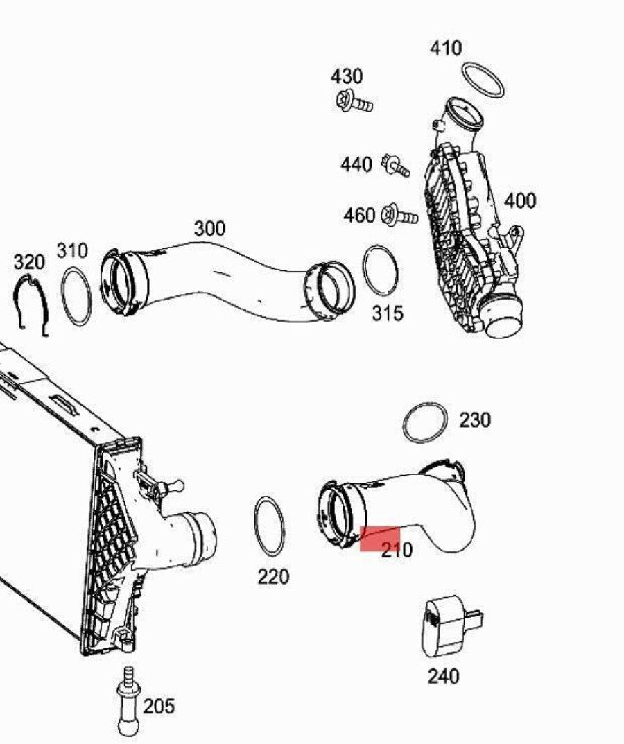 Intake hose suitable for Mercedes-Benz ML/GLE 350 CDI/D 4MATIC1 1665280082