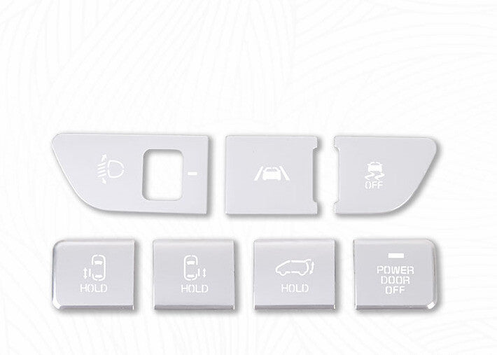 Headlight Button Trim Sticker Cover 7 for Kia Carnival 2022-23 Silver Aluminum