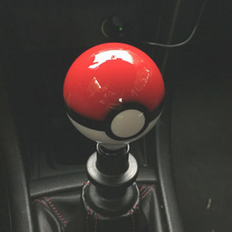 Universal Pokemon Shift Knob Round Poke Ball Go Gear Shifter Head w/ 3 Adapters