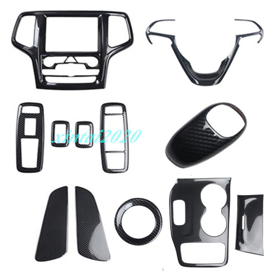 12PCS for Jeep Grand Cherokee 2014-2015 Carbon Fiber Car Interior Kit Cover Trim