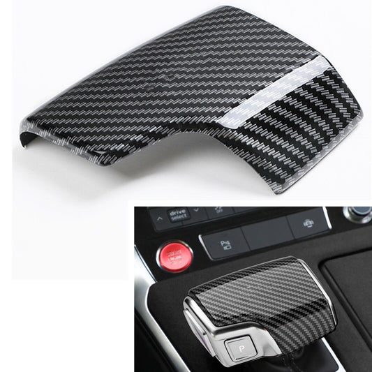 ABS Carbon Fiber Look Gear Shift Knob Cover Trim Fit for Audi for A6 A7 Q7 2020-21