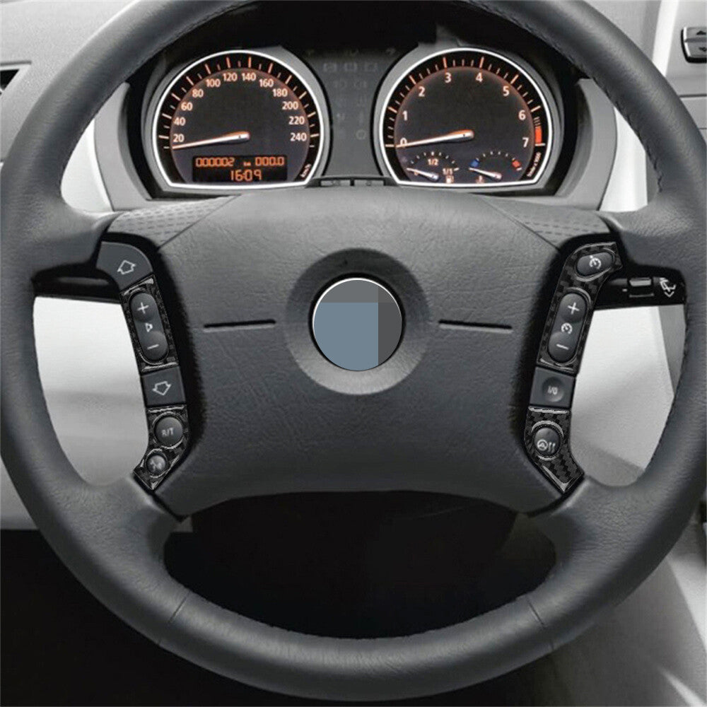 Carbon Fiber Interior Steering Wheel Button Decor Cover for BMW X3 E83 2004-2010