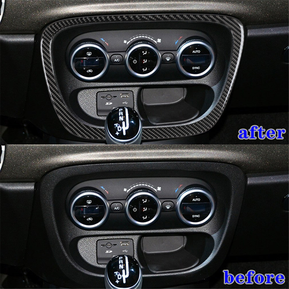Carbon Fiber Climate Control Surround Panel Cover Trim for Fiat 500L 2014-2017