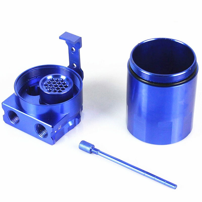 Auto Blue Oil Catch Tank Can Fuel Car Aluminum Reservoir Fittings Oil Dipstick